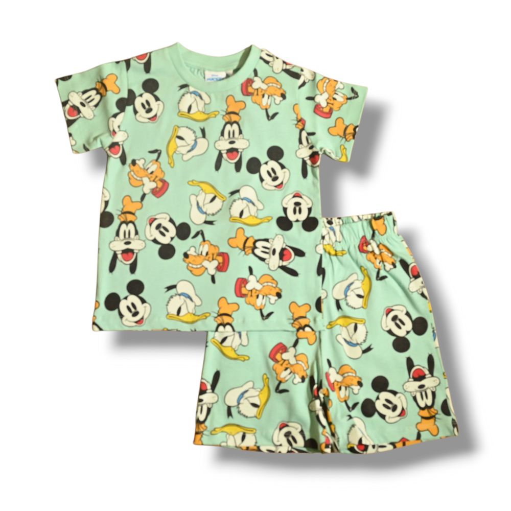 ميكي & فريندز - طقم تي شيرت وشورت للأولاد - نعناعي