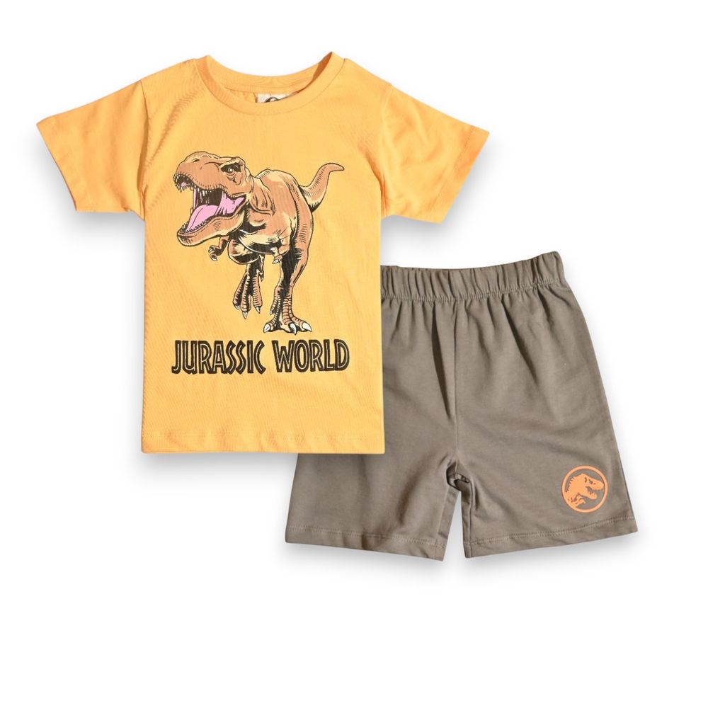 Jurassic Park - 2pc-Set - Boy's T-Shirt & Short - Yellow/Brown