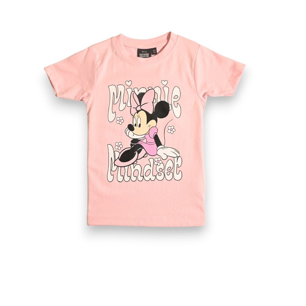 ميني ماوس - تي شيرت بناتي بأكمام قصيرة - وردي