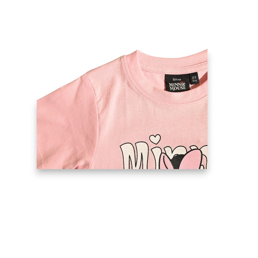 ميني ماوس - تي شيرت بناتي بأكمام قصيرة - وردي