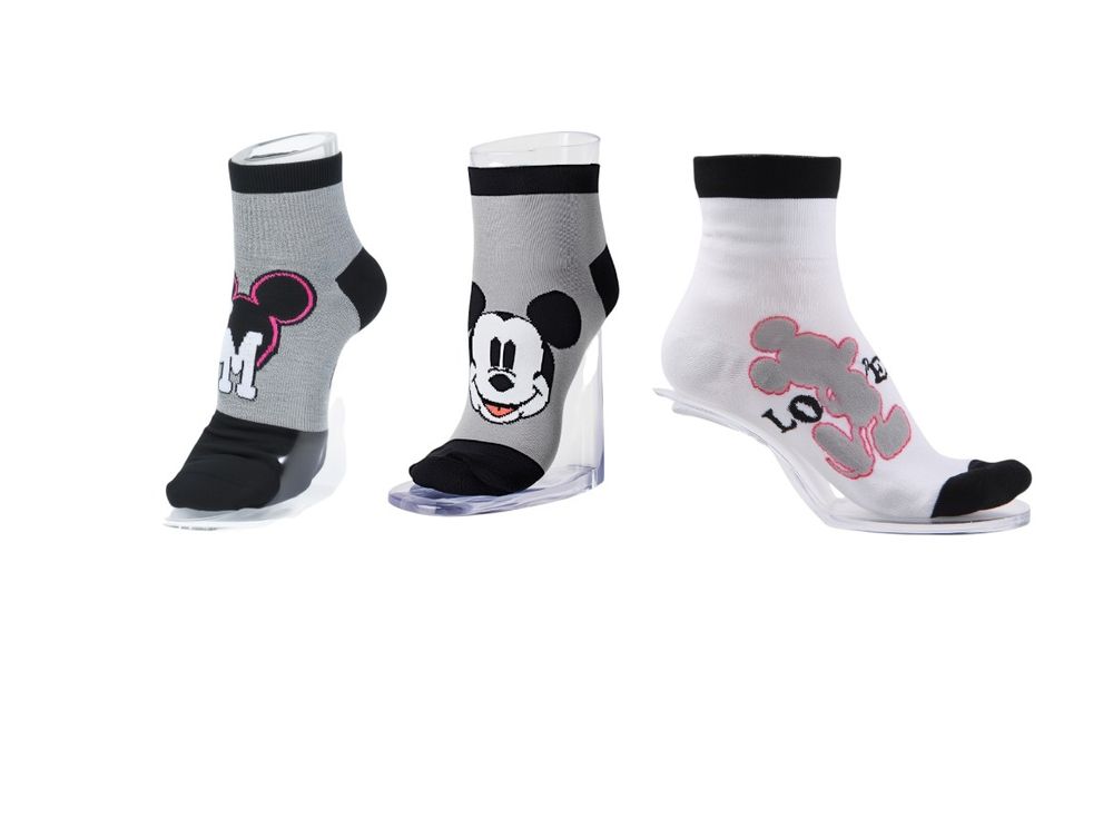 Mickey Mouse 3pc-Set - Boy's Anklet Socks - Grey/Black/White