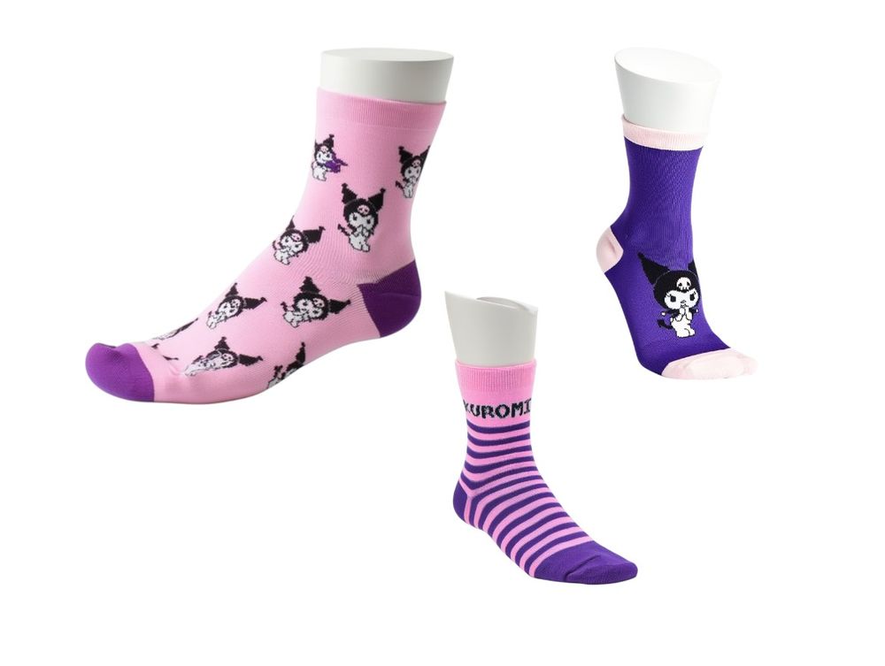 Kuromi 3pc-Set - Girl's Anklet Socks - Pink/Purple/White