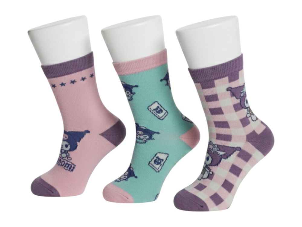 Kuromi 3pc-Set - Girl's Anklet Socks - Multicolor