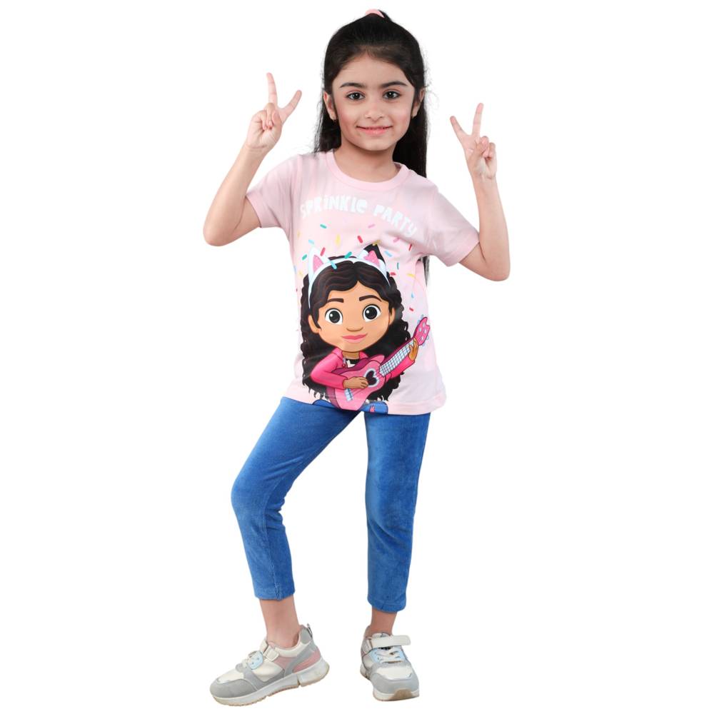 غابيز دول هاوس - تي شيرت قصير الأكمام للبنات - وردي