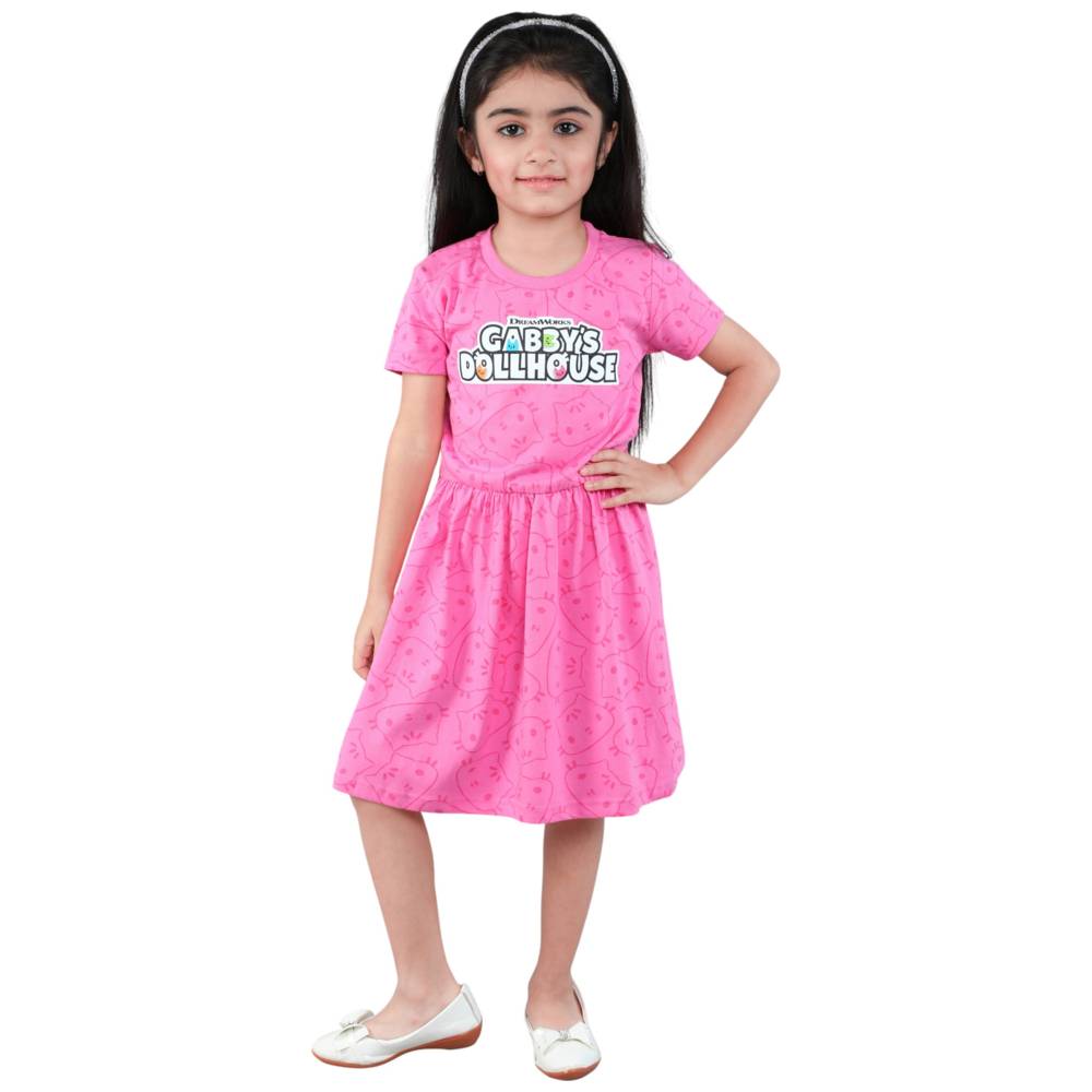 غابيز دول هاوس - فستان جيرسي للبنات - وردي