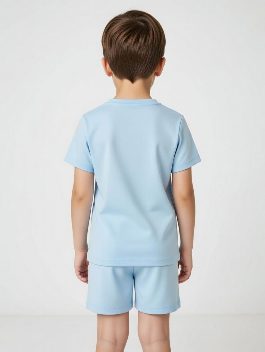 سوبرمان - طقم من قطعتين - تيشيرت وشورت للأولاد - أزرق