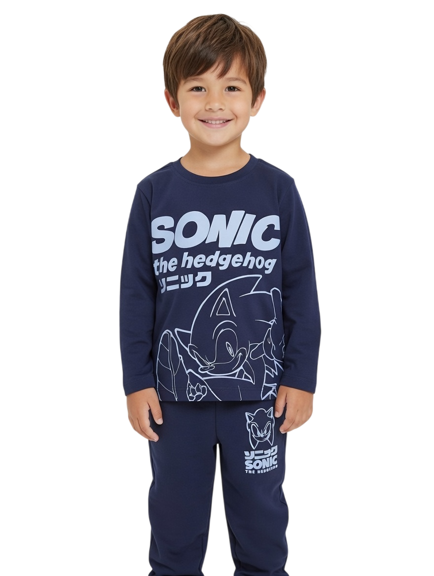 Sonic - 2pc-Set - Boy's Long Sleeve T-Shirt & Pant - Navy