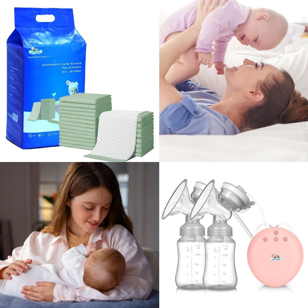 Cute 'n' Cuddle - Double Electric Breast Pump With Baby Changing Mats - Green