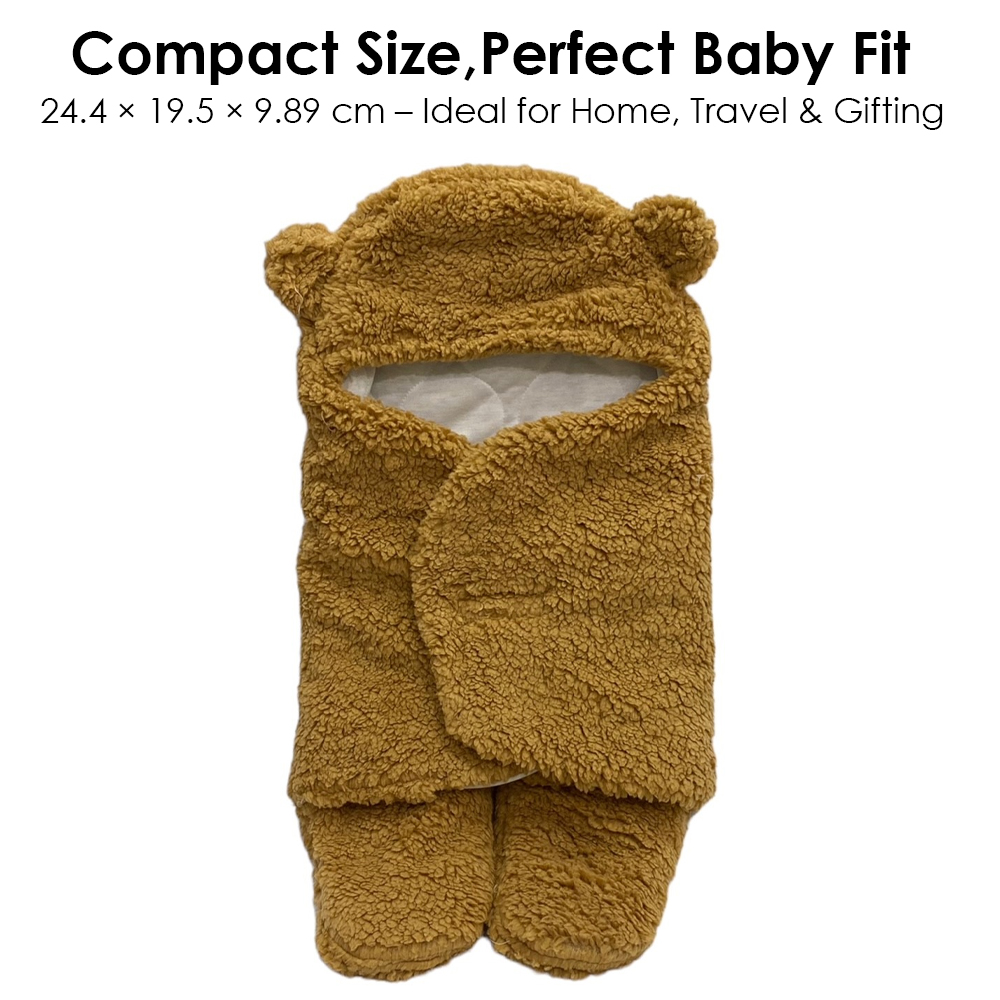 Cute 'n' Cuddle Baby Teddy Bear Hooded Swaddle Blanket - Brown