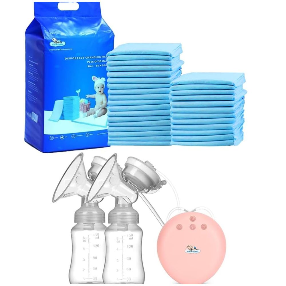 Cute N Cuddle - Disposable Changing Mats – Hands Free Double Electric Breast Pump - 60 Pack - Blue