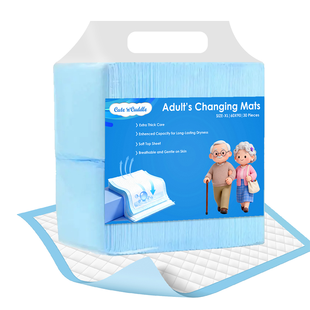 Cute 'n' Cuddle - Adult Disposable Bed Pads - Blue - 60 x 90 cm - Pack Of 30