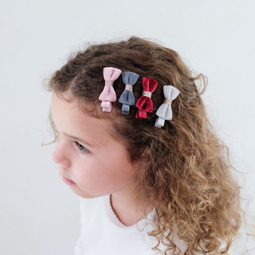 MiMi & LULA Christmas Velvet Bow Clips - 4pcs