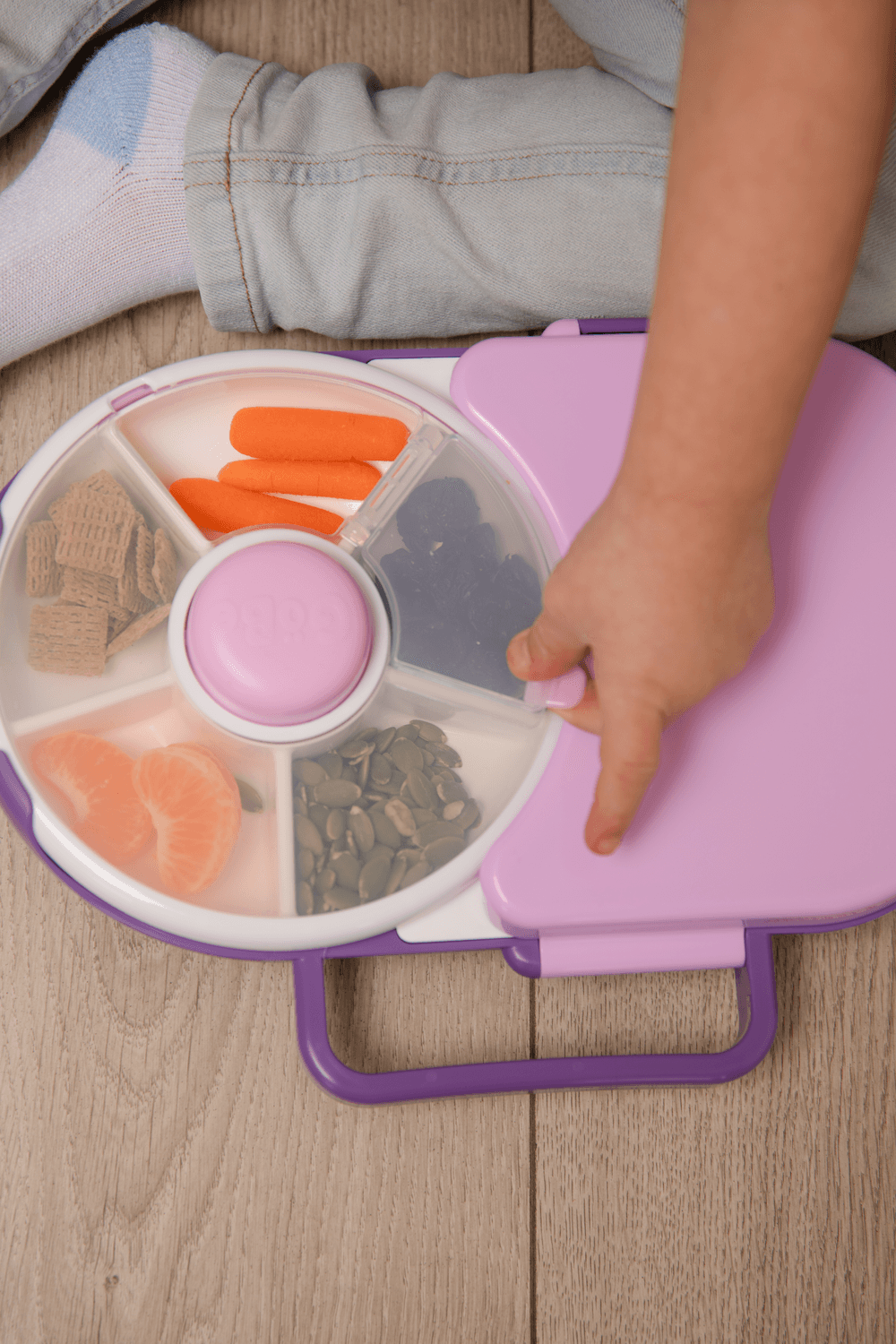 Gobe - 2-In-1 5 Compartments Lunchbox with Removable Snack Spinner - Taro Purple