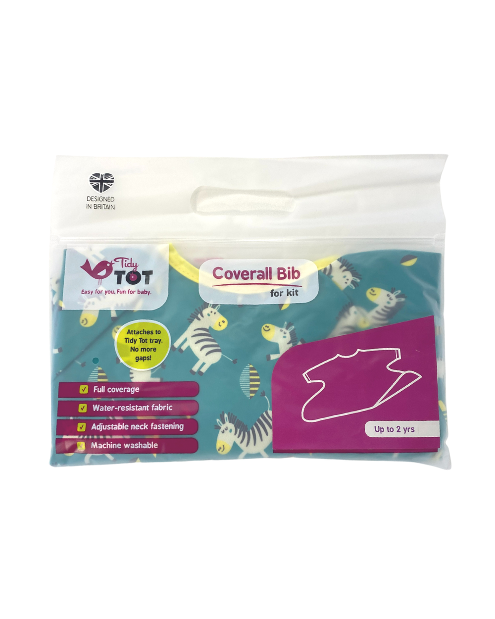 Tidy Tot - Long Sleeves Coverall Bib - Dancing Zebras