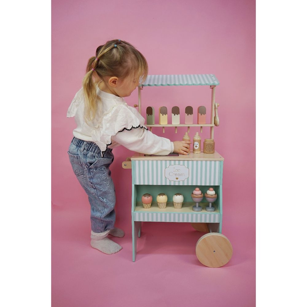 جابادابادو - مجموعة لعب خشبية لمتجر آيس كريم - متعددة الألوان - 15 قطعة