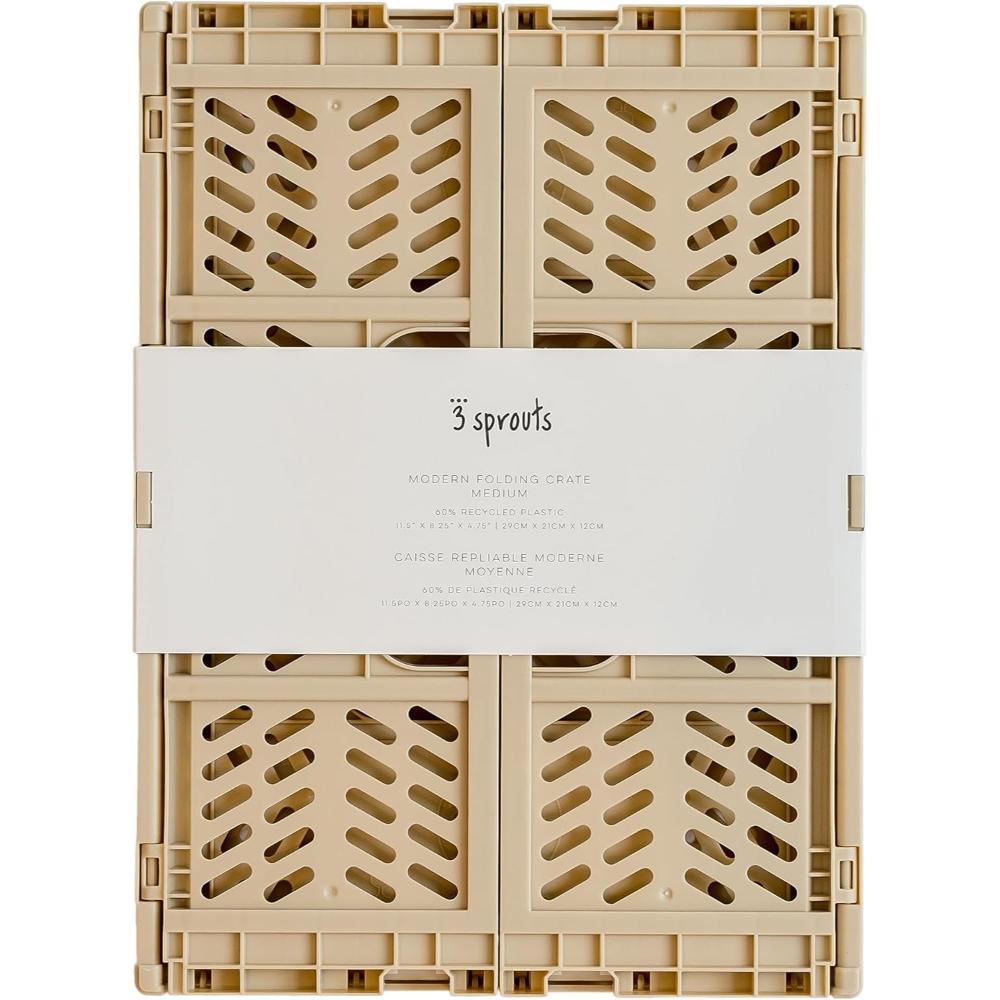 3 Sprouts - Modern Folding Crate - Medium - Sand