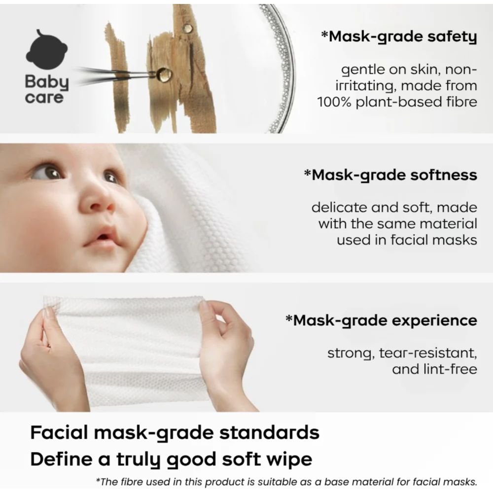 بيبي كير - مناديل قطنية سميكة للوجه ناعمة، 200 منديل