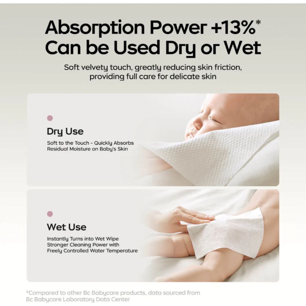 بيبي كير - مناديل قطنية سميكة للوجه ناعمة، 200 منديل