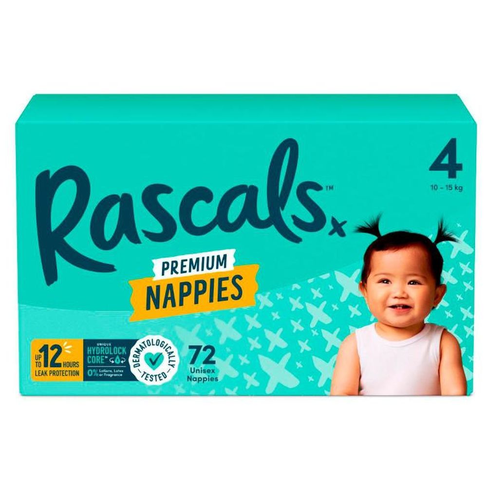 Rascals Premium Baby Diapers Jumbo Box - Size 4 - 10-15 kg - 72 Pcs
