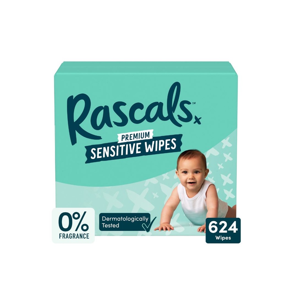 Rascals - Premium Baby Sensitive Wipes - 12 x 52 Ply - Pack Of 12