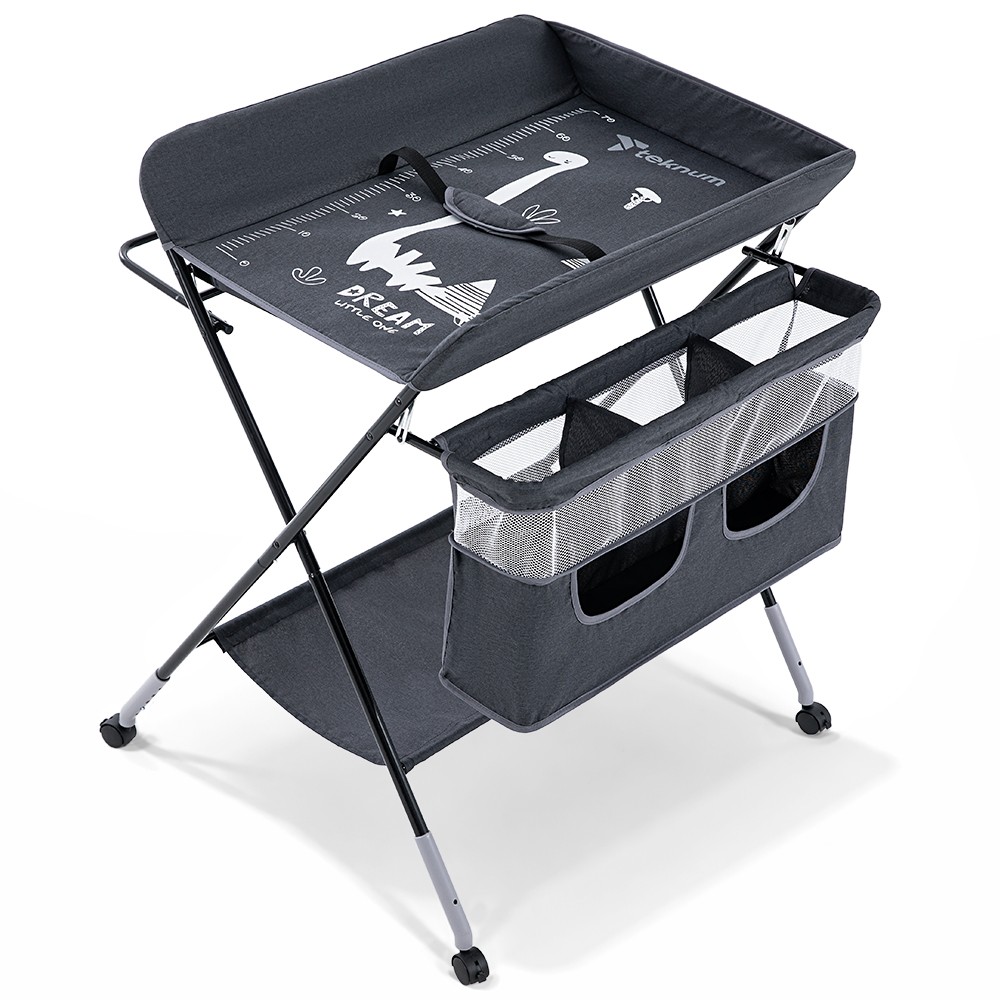 تيكنوم - منظم طاولة تغيير حفاضات 4 في 1 - رمادي فحم