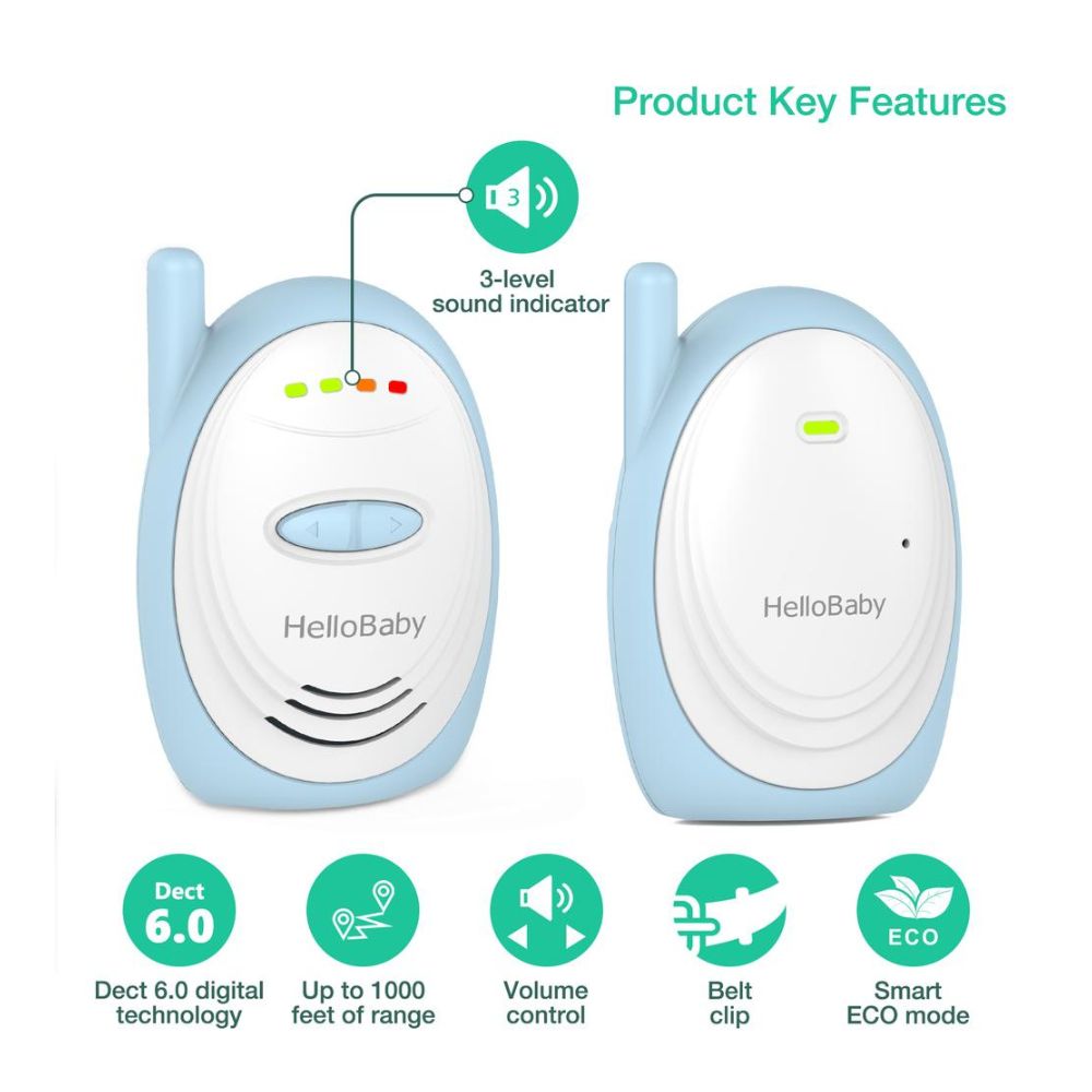 Hello Baby Audio Baby Monitor With Sound Indicator, Digitized Transmission