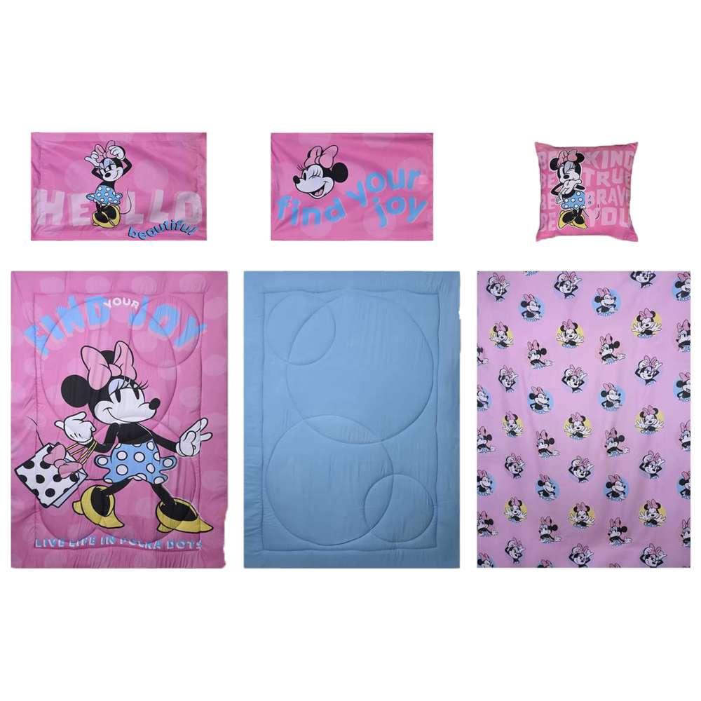 ميني ماوس - طقم لحاف وأغطية سرير 5 في 1 - وردي