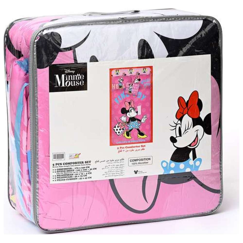 ميني ماوس - طقم لحاف وأغطية سرير 5 في 1 - وردي