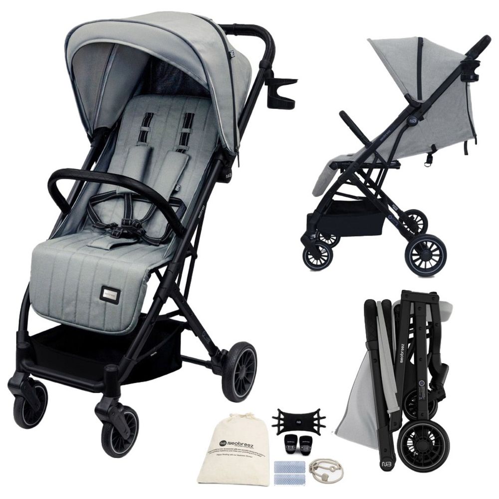 نيو بريز - عربة أطفال خفيفة الوزن ومدمجة من بنتا مع حامل أكواب - رمادي متوسط