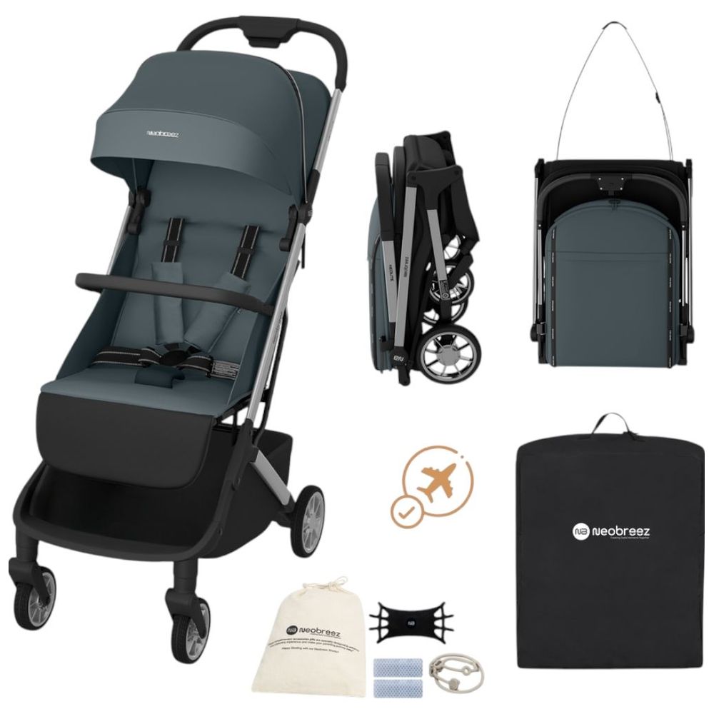 نيوبريز - عربية أطفال نيولايت حجم مناسب لمقصورة الطائرة - رمادي