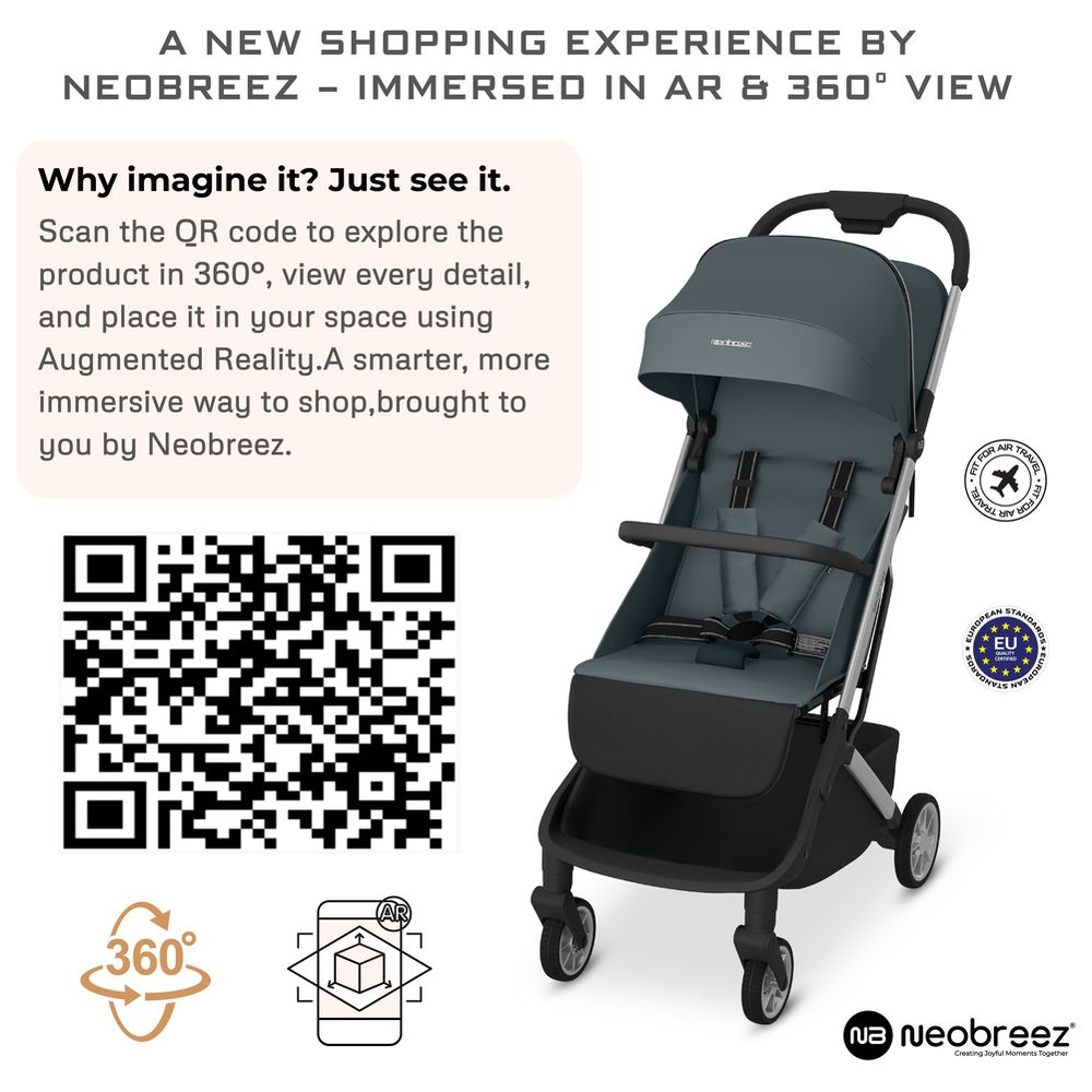 نيوبريز - عربية أطفال نيولايت حجم مناسب لمقصورة الطائرة - رمادي