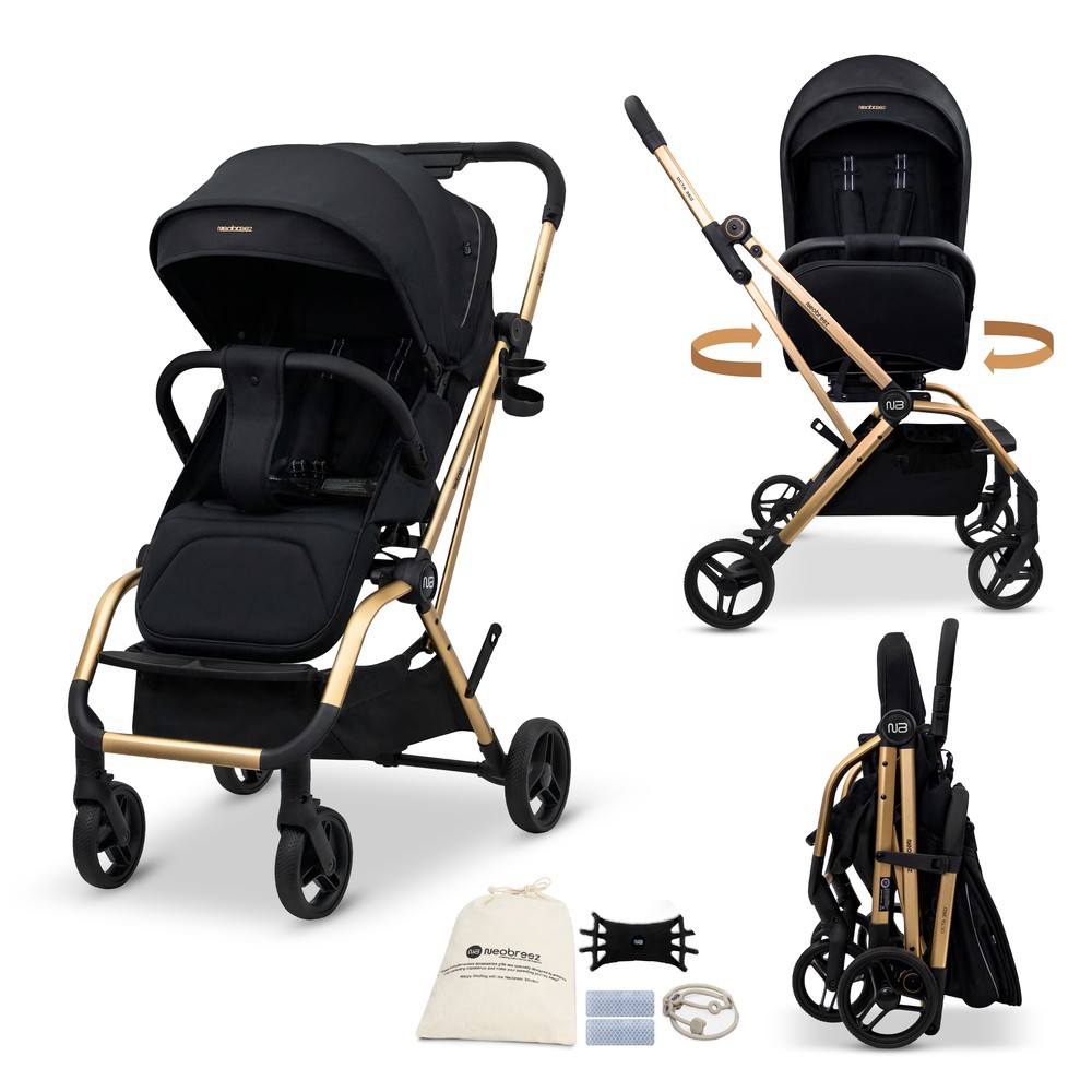 Neobreez - Octa 360 Degree Reversible Stroller Compact Travel Stroller - Black
