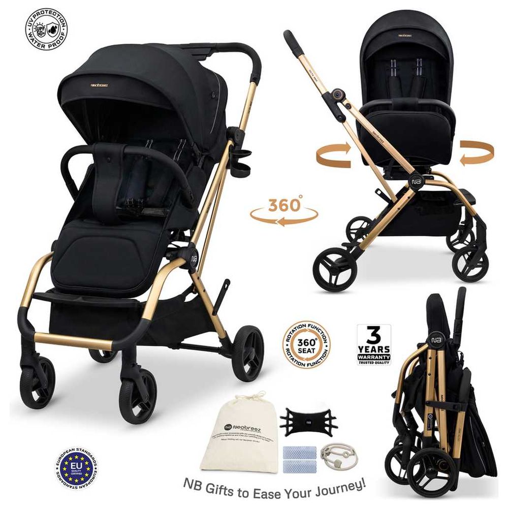 Neobreez - Octa 360 Degree Reversible Stroller Compact Travel Stroller - Black