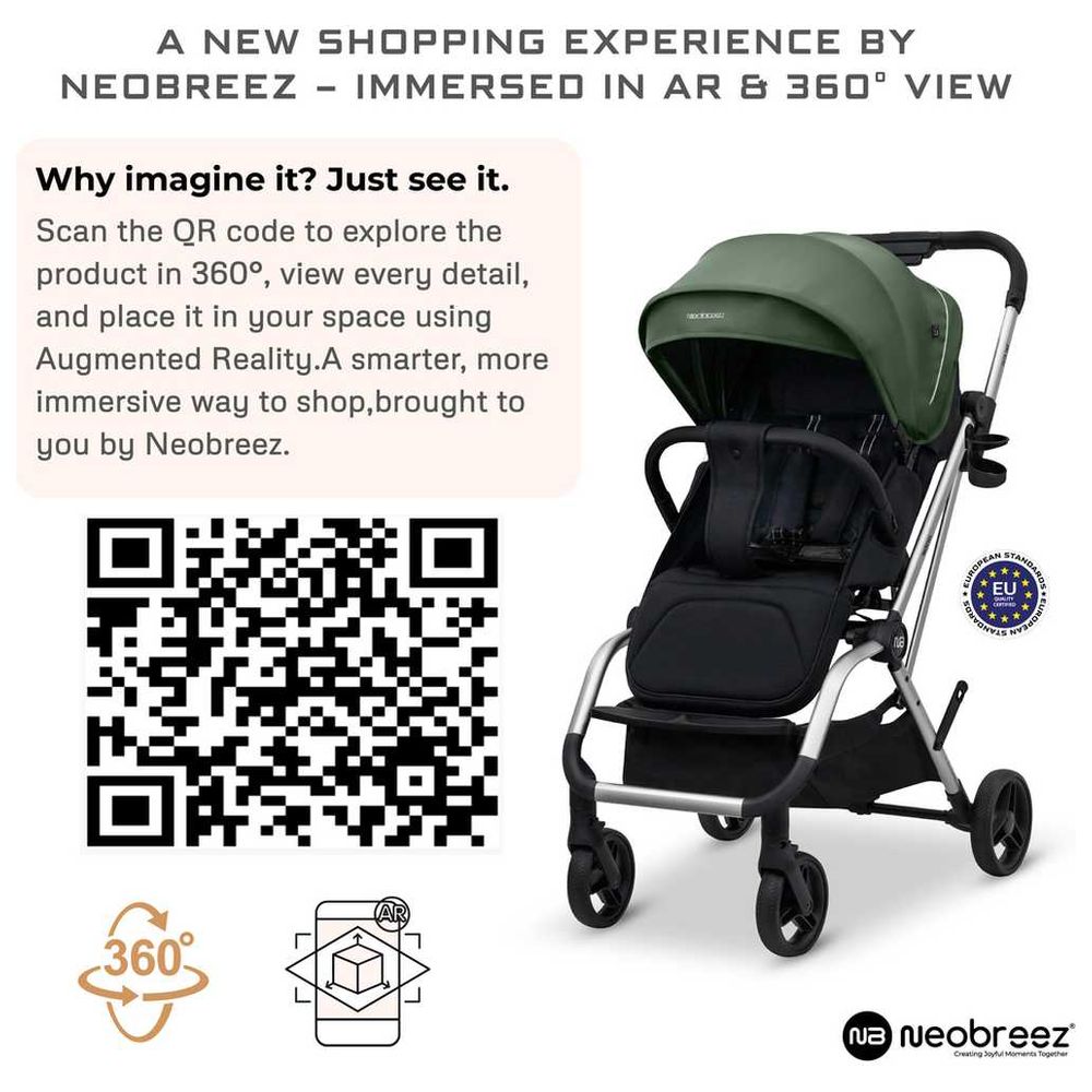 Neobreez - Octa 360 Degree Reversible Stroller Compact Travel Stroller - Green/Black
