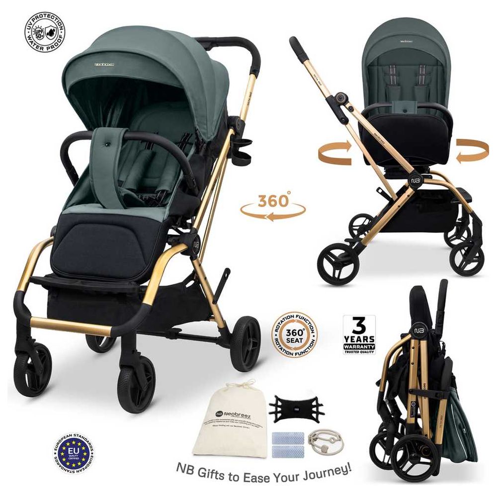 Neobreez - Octa 360 Degree Reversible Stroller Compact Travel Stroller  -  Grey