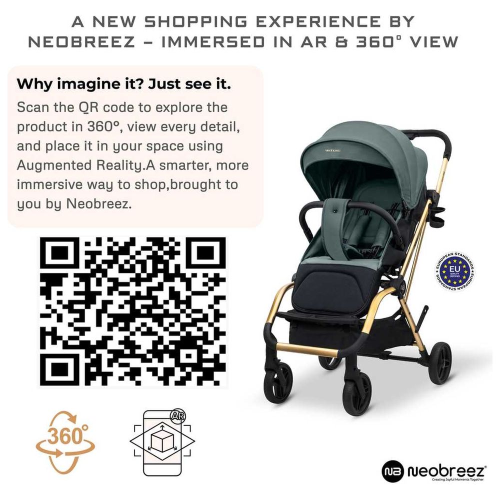 Neobreez - Octa 360 Degree Reversible Stroller Compact Travel Stroller  -  Grey
