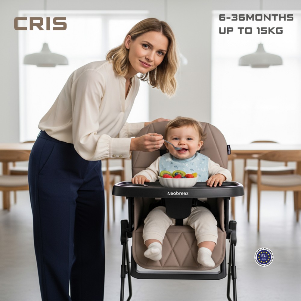 Neobreez Cris Compact Foldable Highchair For Child - Brown/Black