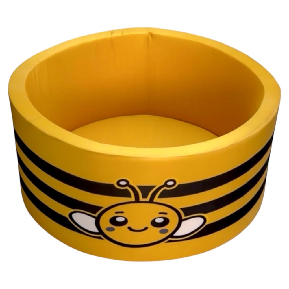 جاكس - حوض كرات دائري لطيف بنقشة النحل مع 200 كرة - لون الخردل