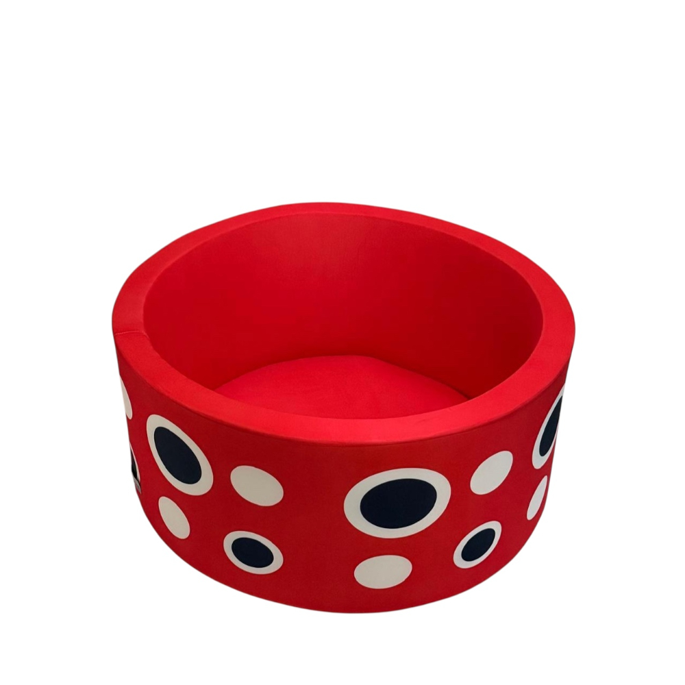 جاكس - حوض كرات دائري مزين بنقاط البولكا على شكل خنفساء مع 200 كرة - أحمر