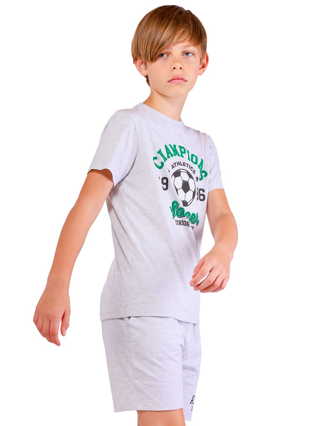نويجو - تي شيرت قطني - Soccer Champions - رمادي