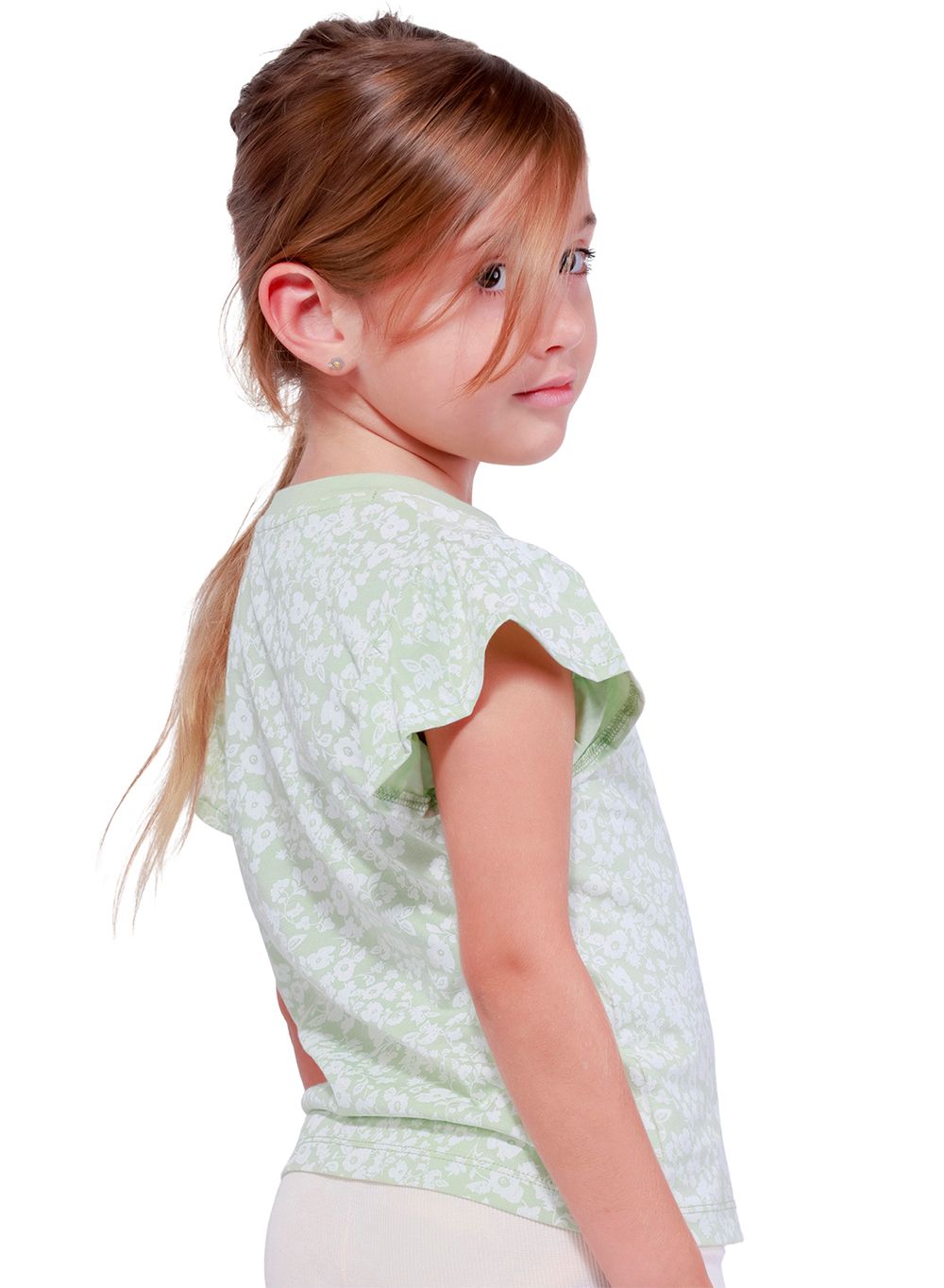 نويجو - بلوزة قطن بأكمام كشكش - أخضر