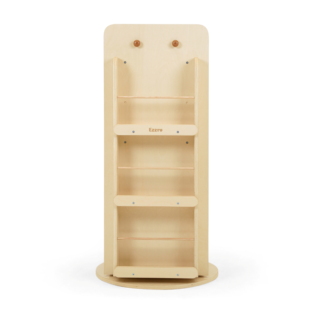 Ezzro - Kids Rotating Library Bookshelf Organizer - Natural