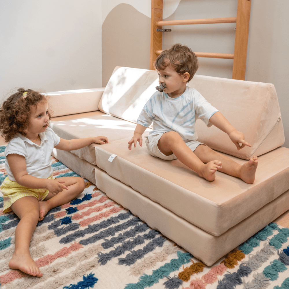 Ezzro - Modular Kids Play Sofa - 10 Pcs - Warm Beige