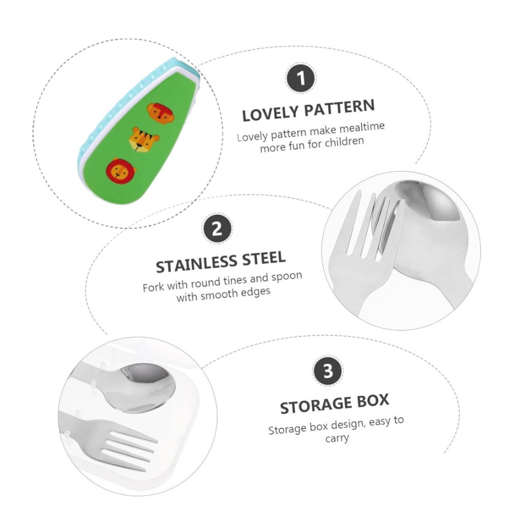 Doodle Kiddo Kids Cutlery Set With Case - Animal - 2pcs