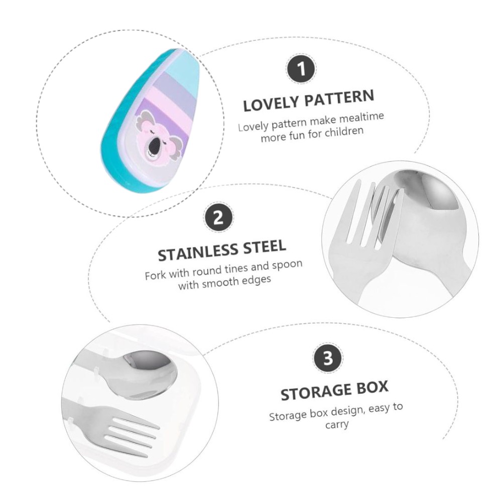 Doodle Kiddo Kids Cutlery Set With Case - Koala - 2pcs