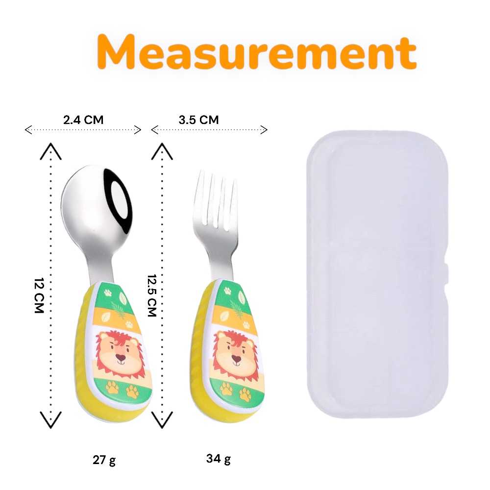 Doodle Kiddo Kids Cutlery Set With Case - Lion - 2pcs
