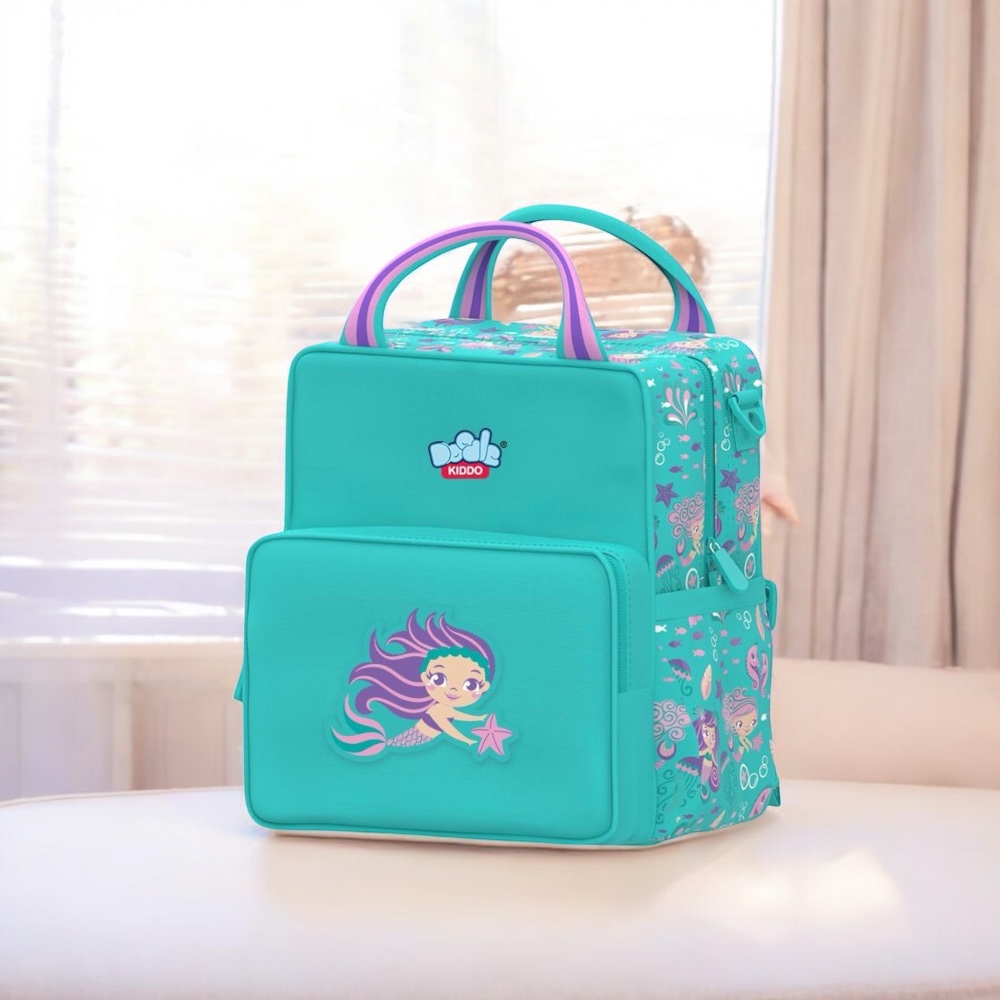 Doodle Kiddo - 2-In-1 Mermaid Backpack Lunch Bag - Aqua
