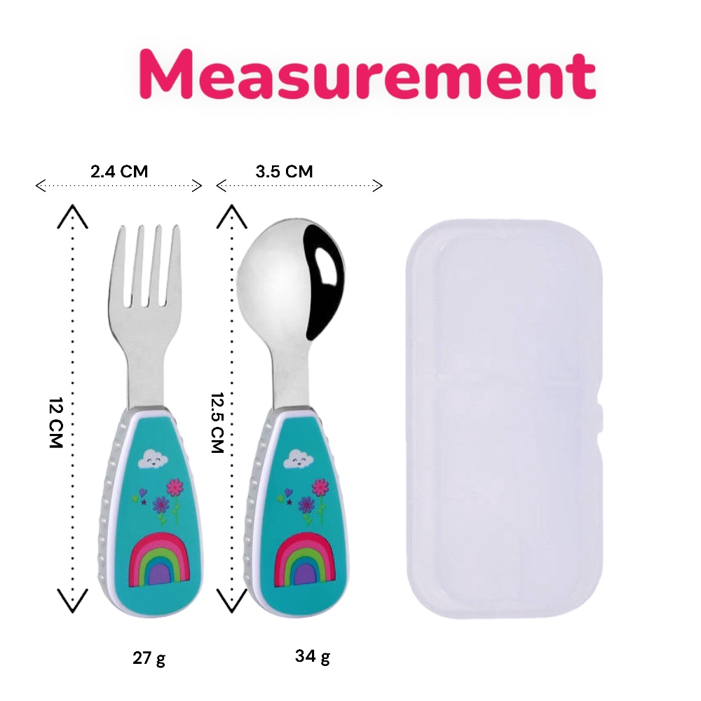 Doodle Kiddo Kids Cutlery Set With Case - Rainbow - 2pcs