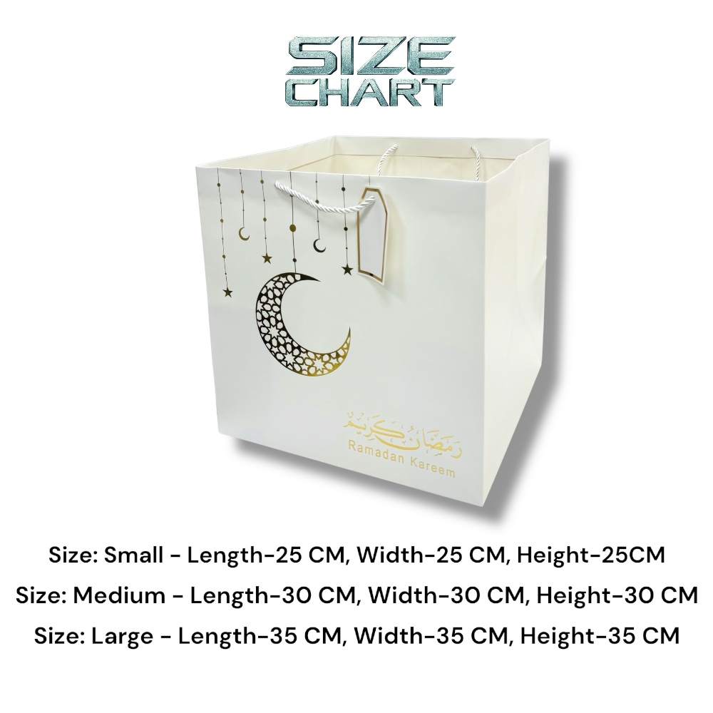 Doodle Kiddo - Ramadan Kareem Square Gift Bag - White/Gold - Pack of 6