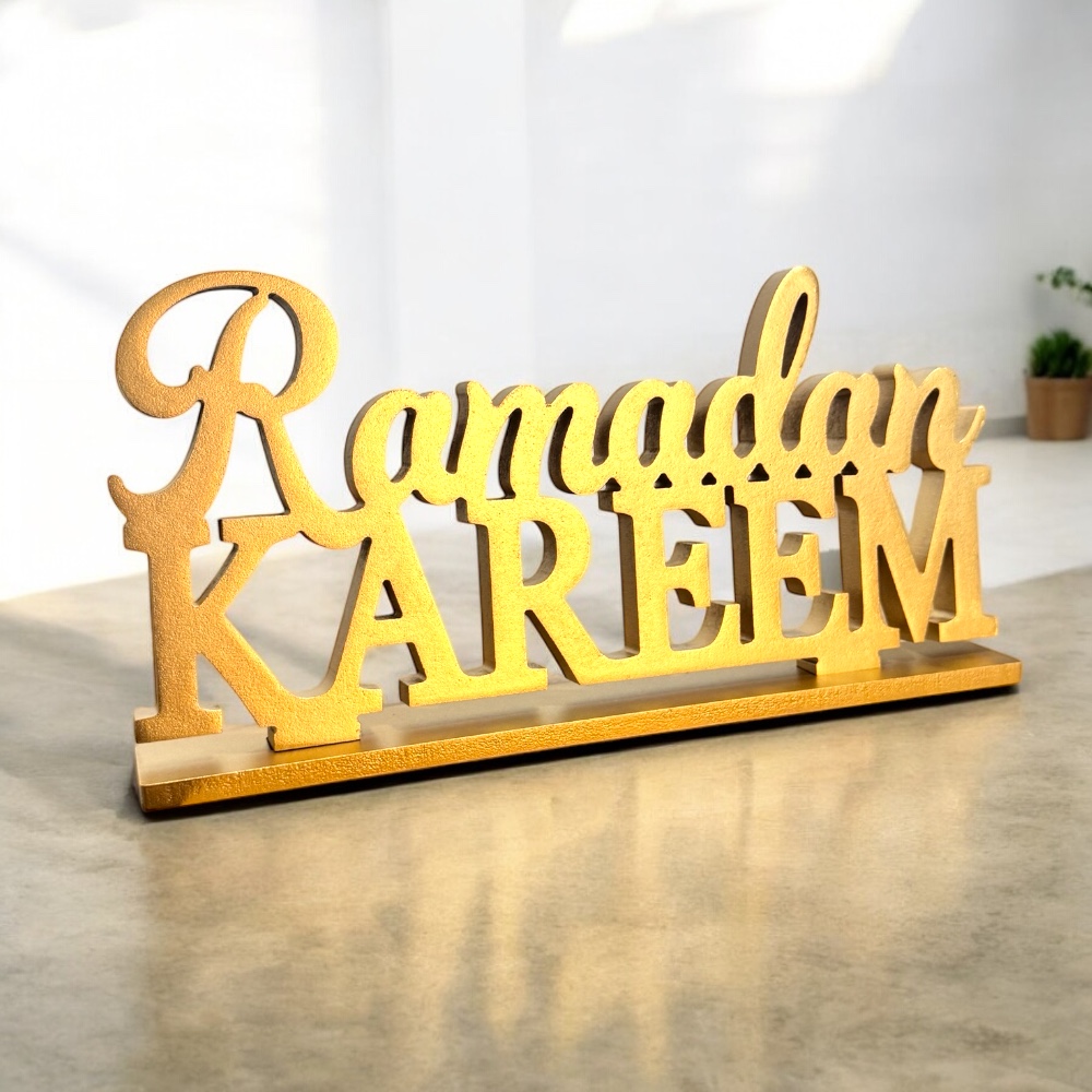 Doodle Kiddo - Wooden Ramadan Kareem Sign Tabletop Decor - Gold